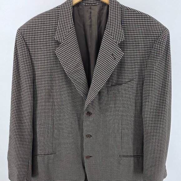 Canali Other - Canali Proposta Brown Tan Houndstooth Blazer - Size L - Made in Italy Sport Coat